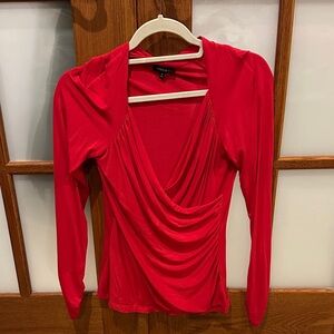 Lafayette 148 New York Red Draped Blouse